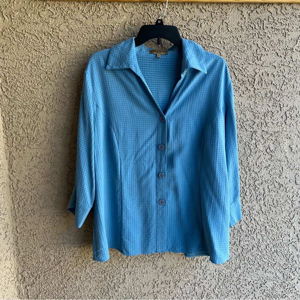 Blue button up top